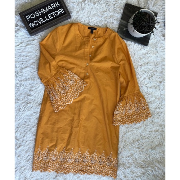 J. Crew Eyelet Bell Sleeve Button Down Dress - Picture 8 of 8